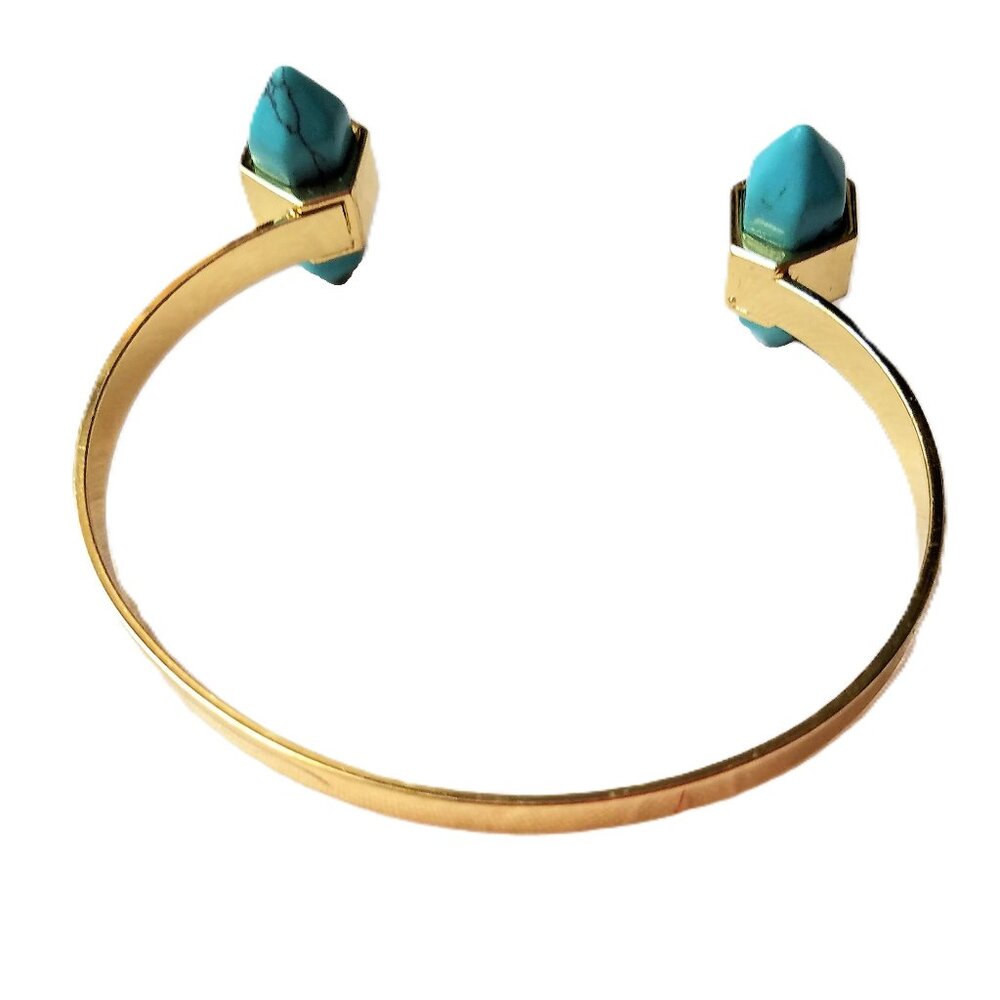 Turquoise Gold Tone Southwest Native American Indian Bracelet Boho